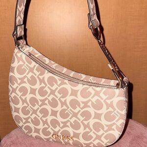 Guess Tan Monogram Shoulder Bag